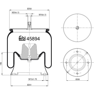 FEBI BILSTEIN 45894 Federbalg, Luftfederung FEBI BILSTEIN 45894 Federbalg, Luftfederung