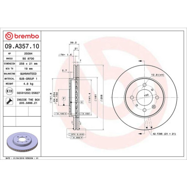 Brembo Bremsscheibe PRIME LINE 09.A357.10
