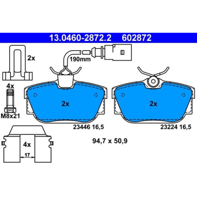 ATE | Bremsensatz, Scheibenbremse | 24.0113-0194.1 + 13.0460-2872.2