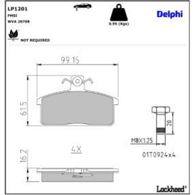 Delphi Bremsbelagsatz, Scheibenbremse LP1201