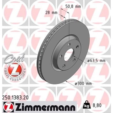 Zimmermann Bremsscheibe Coat Z 250.1383.20