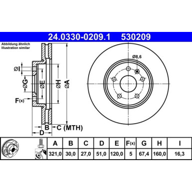 ATE | Bremsensatz, Scheibenbremse | 24.0330-0209.1 + 13.0470-5612.2