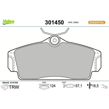 Valeo | Bremsbelagsatz, Scheibenbremse | 301450