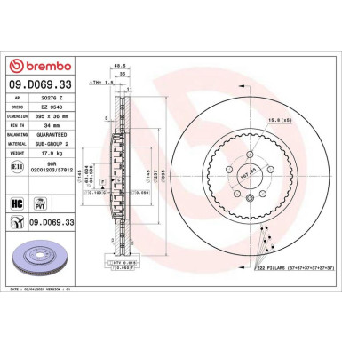 Brembo | Bremsscheibe | 09.D069.33