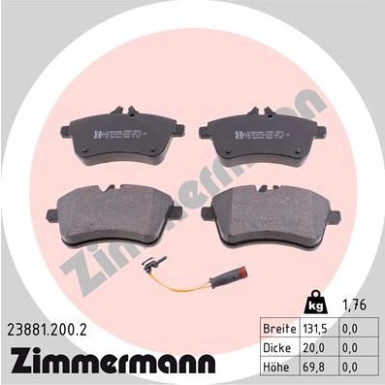 Zimmermann | Bremsbelagsatz, Scheibenbremse | 23881.200.2
