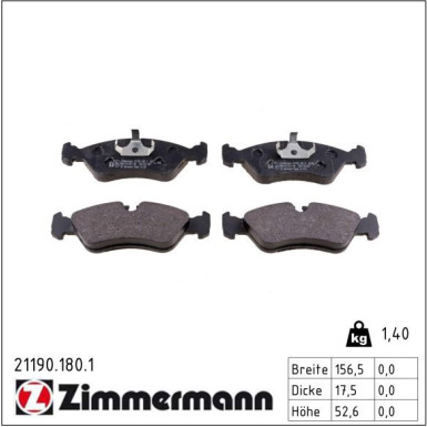 Zimmermann Bremsbelagsatz, Scheibenbremse 21190.180.1