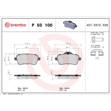 Brembo Bremsbelagsatz, Scheibenbremse PRIME LINE P 50 100
