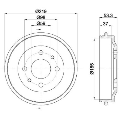 Hella | Bremstrommel | 8DT 355 301-961