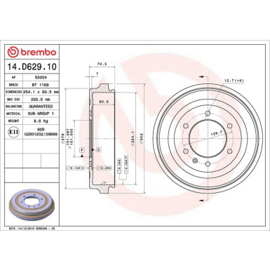Brembo | Bremstrommel | 14.D629.10