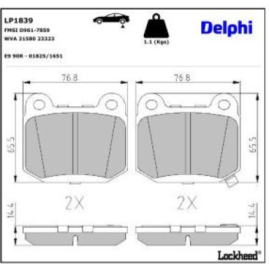 Delphi Bremsbelagsatz, Scheibenbremse LP1839