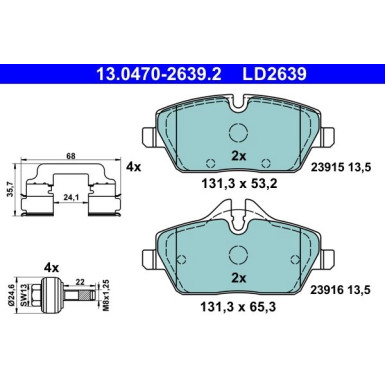 Bremsbelagsatz, Scheibenbremse ATE Ceramic 13.0470-2639.2