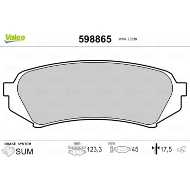 Valeo | Bremsbelagsatz, Scheibenbremse | 598865