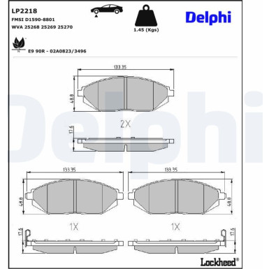 LP2218 Bremsbelagsatz, Scheibenbremse