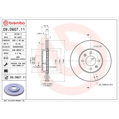 09.D607.11 Bremsscheibe PRIME LINE - UV Coated