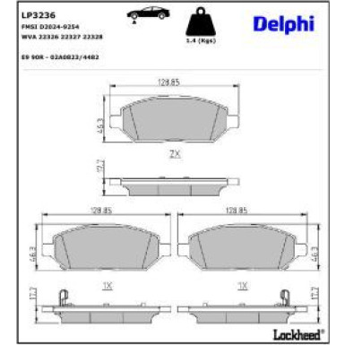 Delphi Bremsbelagsatz, Scheibenbremse LP3236