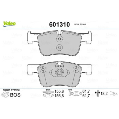 Valeo | Bremsbelagsatz, Scheibenbremse | 601310