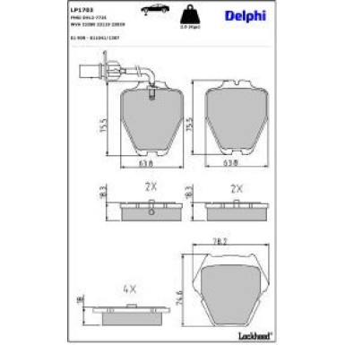 Delphi Bremsbelagsatz, Scheibenbremse LP1703