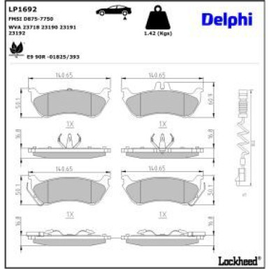 Delphi Bremsbelagsatz, Scheibenbremse LP1692