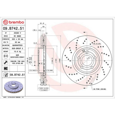 Brembo Bremsscheibe PRIME LINE - UV Coated 09.B742.51