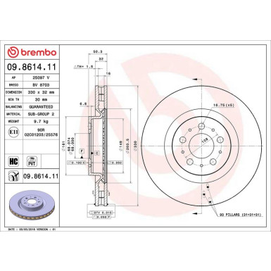 09.8614.11 Bremsscheibe PRIME LINE - UV Coated 09.8614.11 Bremsscheibe PRIME LINE - UV Coated