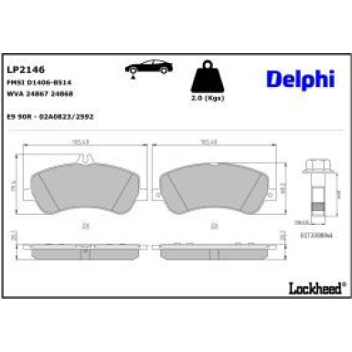 Delphi Bremsbelagsatz, Scheibenbremse LP2146
