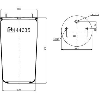 FEBI BILSTEIN 44635 Federbalg, Luftfederung FEBI BILSTEIN 44635 Federbalg, Luftfederung