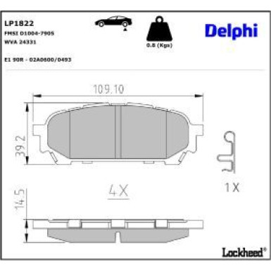 Delphi Bremsbelagsatz, Scheibenbremse LP1822