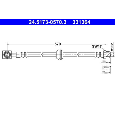 2 x ATE Bremsschlauch | 24.5173-0570.3