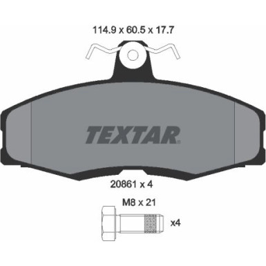 Textar Bremsbelagsatz, Scheibenbremse 2086105