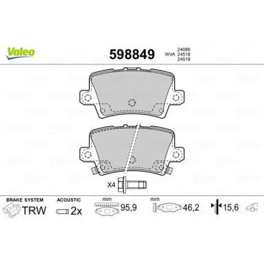 598849 Bremsbelagsatz, Scheibenbremse