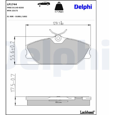 Delphi | Bremsbelagsatz, Scheibenbremse | LP1744 Delphi | Bremsbelagsatz, Scheibenbremse | LP1744