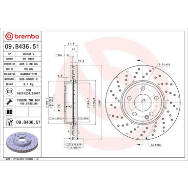 Brembo Bremsscheibe PRIME LINE - UV Coated 09.B436.51