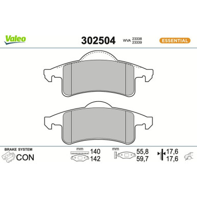302504 Bremsbelagsatz, Scheibenbremse ESSENTIAL
