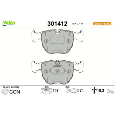 Valeo Bremsbelagsatz, Scheibenbremse ESSENTIAL 301412