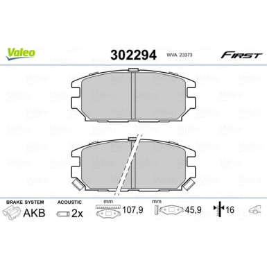 Valeo | Bremsbelagsatz, Scheibenbremse | 302294