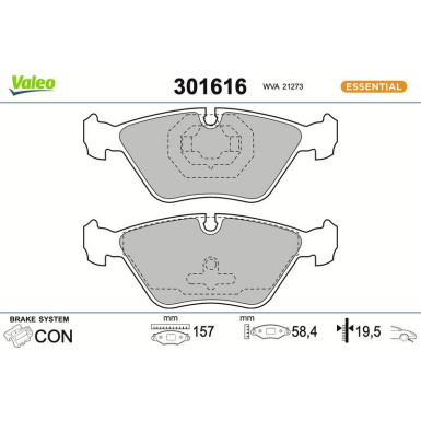 Valeo Bremsbelagsatz, Scheibenbremse ESSENTIAL 301616