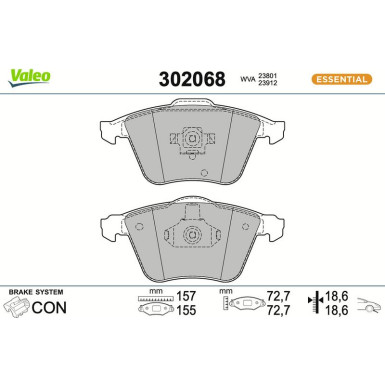 Valeo | Bremsbelagsatz, Scheibenbremse | 302068