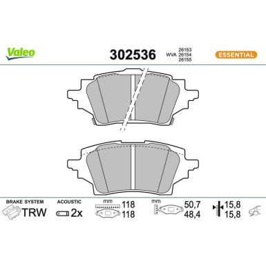 302536 Bremsbelagsatz, Scheibenbremse ESSENTIAL