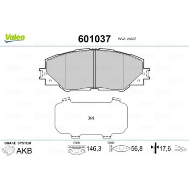 601037 Bremsbelagsatz, Scheibenbremse
