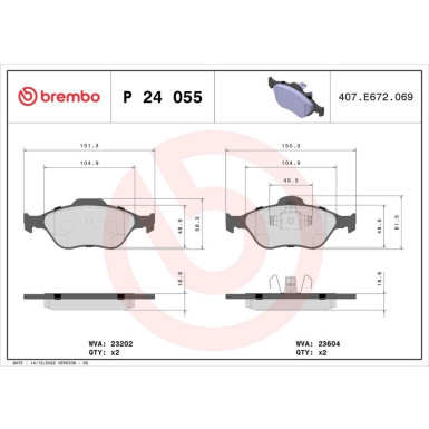 Brembo Bremsbelagsatz, Scheibenbremse PRIME LINE P 24 055