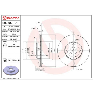 09.7379.11 Bremsscheibe PRIME LINE - UV Coated 09.7379.11 Bremsscheibe PRIME LINE - UV Coated