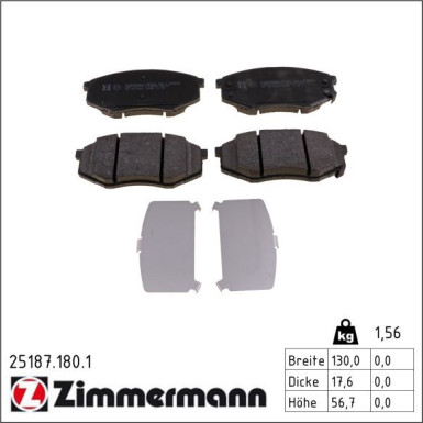 Zimmermann Bremsbelagsatz, Scheibenbremse 25187.180.1