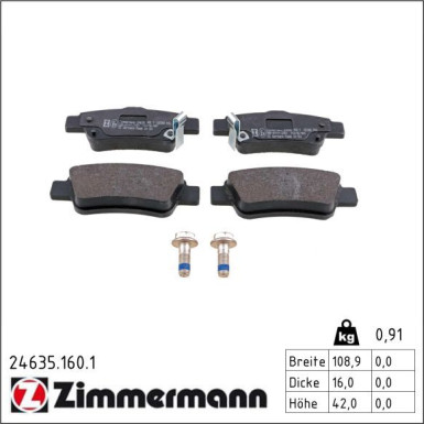 Zimmermann Bremsbelagsatz, Scheibenbremse 24635.160.1