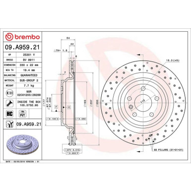 Brembo Bremsscheibe PRIME LINE - UV Coated 09.A959.21