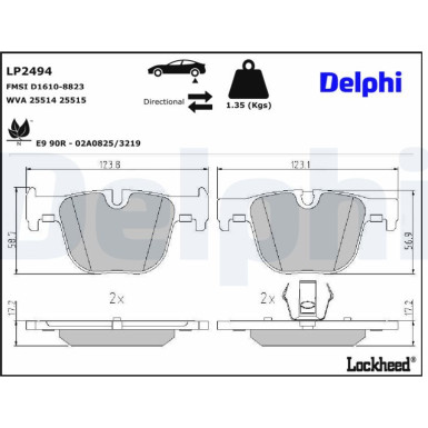 Delphi | Bremsbelagsatz, Scheibenbremse | LP2494 Delphi | Bremsbelagsatz, Scheibenbremse | LP2494