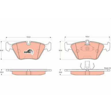 TRW Bremsbelagsatz, Scheibenbremse COTEC GDB1404