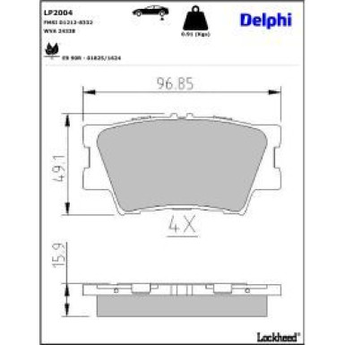 Delphi Bremsbelagsatz, Scheibenbremse LP2004