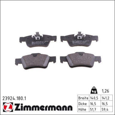 Zimmermann Bremsbelagsatz, Scheibenbremse 23924.180.1