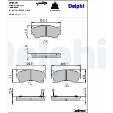 LP1590 Bremsbelagsatz, Scheibenbremse