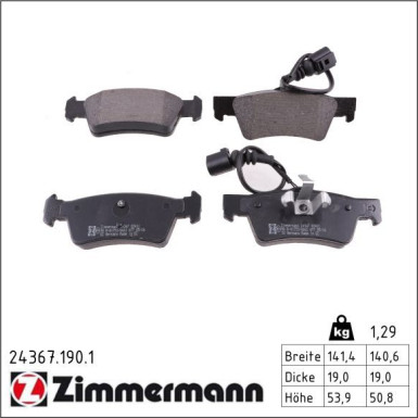 Zimmermann Bremsbelagsatz, Scheibenbremse 24367.190.1